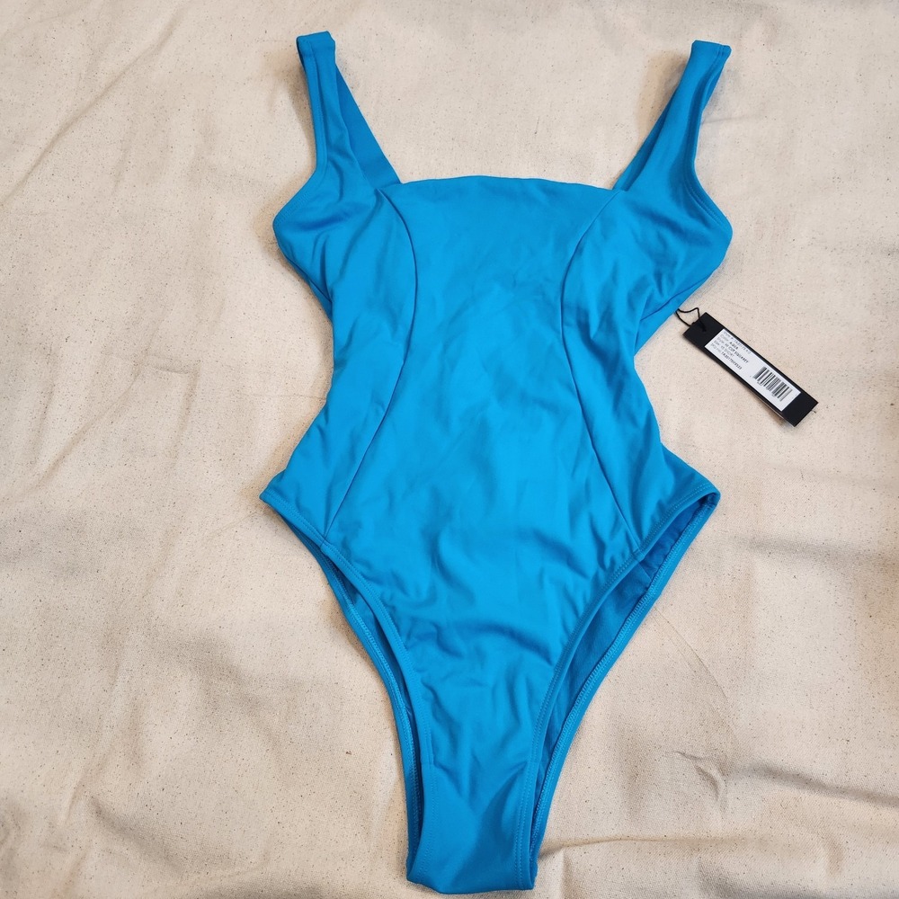 New TA3 Swimsuit Women's XS Short Hi Cut Squarey Aqua One Piece Swim Support